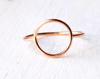 ON SALE Open Circle ring in solid 14k ROSE gold, halo pink gold ring, Open circle gold ring, solid gold Eternity ring / Karma ring handmade