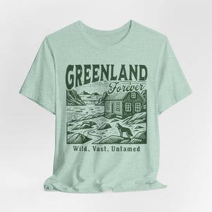 Greenland T-shirt for Subtle Anti-Trump Protest, Retro Vintage Distressed Greenland Forever Shirt for Anti-Maga Statement on Annexation B8PC Heather Prism Mint