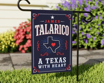 James Talarico Garden Flag, Texas With Heart Yard Banner, Blue Democrat Lawn Decor, Talarico 2026 Political Flag, Texas Gift
