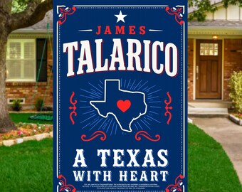 James Talarico Yard Sign, Texas With Heart Western Lawn Sign, Vote Blue Texas Midterms 2026, Democrat Campaign Sign, Senate Race Election