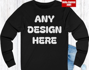 ELK van mijn ontwerpen op een T-shirt met lange mouwen, zacht jersey shirt met lange mouwen, Bella Canvas 3501 op maat gemaakt shirt
