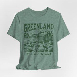 Greenland T-shirt for Subtle Anti-Trump Protest, Retro Vintage Distressed Greenland Forever Shirt for Anti-Maga Statement on Annexation B8PC Heather Dusty Blue