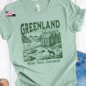 Greenland T-shirt for Subtle Anti-Trump Protest, Retro Vintage Distressed Greenland Forever Shirt for Anti-Maga Statement on Annexation B8PC