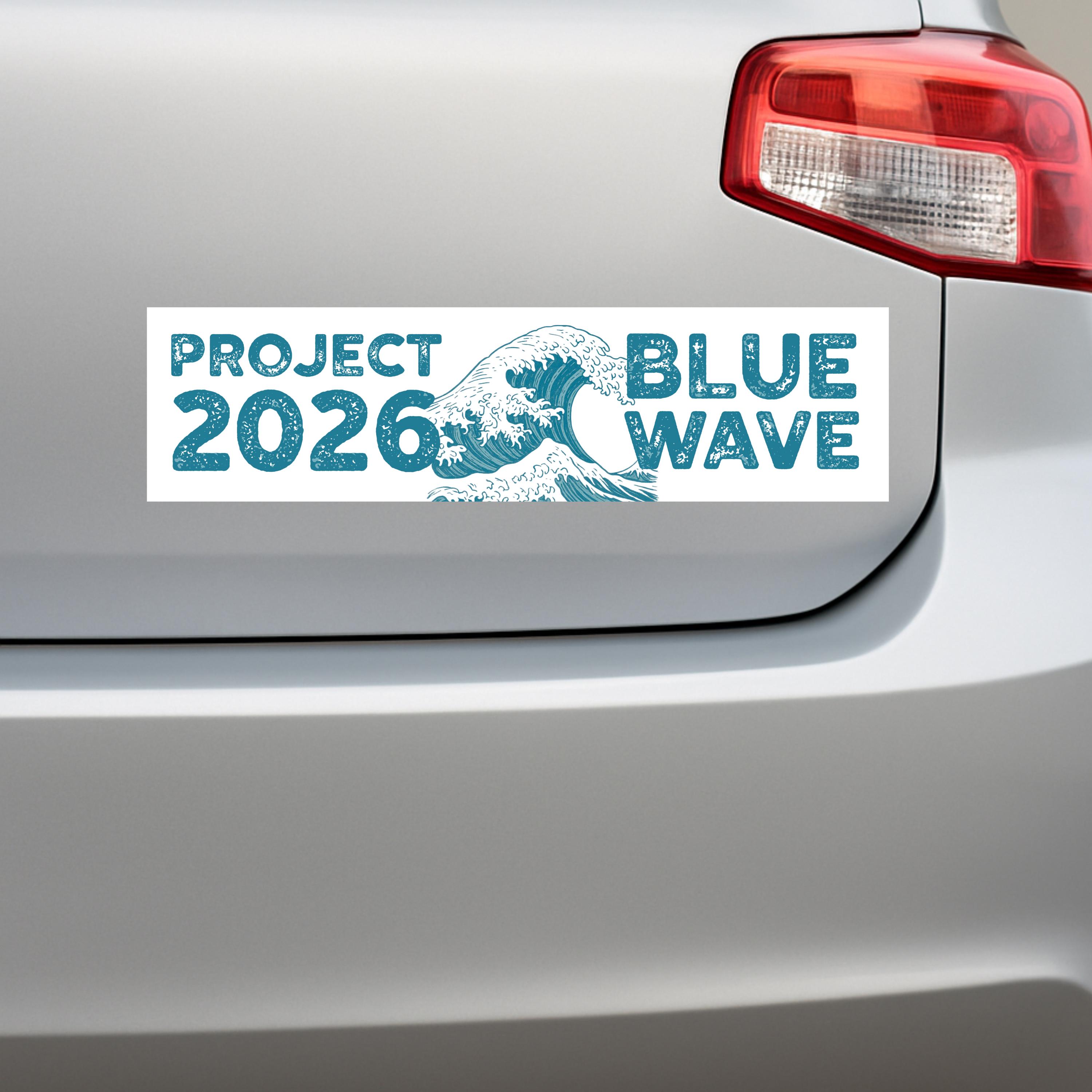 Project 2026 Blue Wave Bumper Sticker, Anti Trump Car Sticker ...