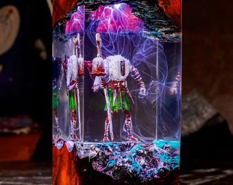 Monoco Expedition 33 Harzlampe, einzigartiges LED-beleuchtetes Diorama | Individuelle Epoxidharz-Schreibtischlampe – das perfekte Geschenk für Gamer