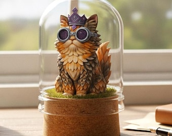 Princess Donut Figure In Glass Cloche, Dungeon Crawler Carl Mongoliensis Miniature, Handmade Gaming Desk Decor & Gift For Gamers