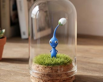 Pikmin Diorama Jar, Cute Blue Pikmin Terrarium Gift, Nintendo Gaming Collectible Home Decor, Unique Gamer Present