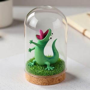 Tom Lizard en campana de cristal, película de Hoppers, divertida decoración de escritorio para oficina, regalo único para amigos, linda figura de lagarto en campana, regalo para fans del cine