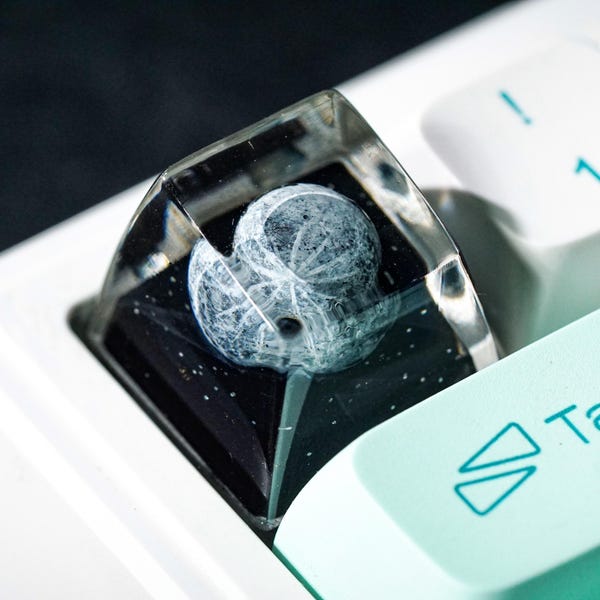 Moon Artisan Keycap, Galaxy Keycap Artisan Resin Keycap for MX Cherry Switches, SA Profile, For mechanical Keyboard Gifts for Gamers