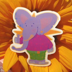 Happy Elephant Vinyl Sticker – Illustration, Art, Elephant, Sticker
