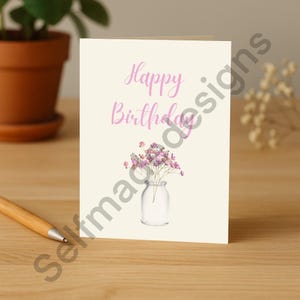 Cartão de Feliz Aniversário Floral em PDF