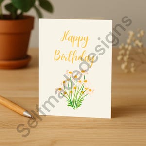 Cartão de Feliz Aniversário Floral em PDF