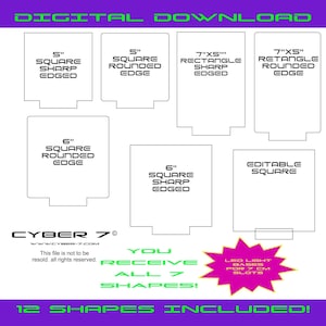 LED Light Base Shape Templates for Acrylic LED Lights/ Vector Digital SVG Cut Files Download Laser Die Cutting/Square and Rectangle