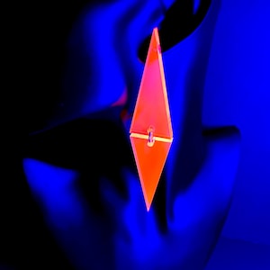 Double Triangle Earrings/Fluorescent Neon Acrylic/Glows in Blacklight/Vaporwave/EDC/Rave/Cyberpunk