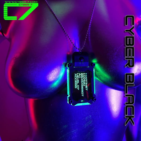 Cyberpunk Military LED Dog Tag/Personalized/LED Changes up to 7 Colors/Rechargeable USB Cord Included!