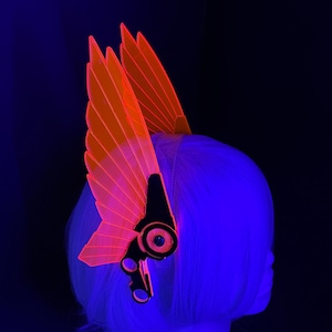 Cyberpunk Mecha Wing Headband/Fluorescent Neon Acrylic/Glows in Blacklight!/5 Colors to Choose from