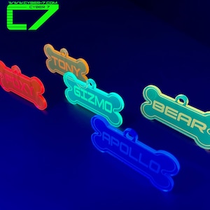 Personalized Dog Tag/Fluorescent Neon Acrylic/EDC/Pup Charm/Raver