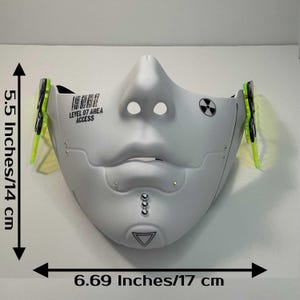 Cyberpunk Mecha Mask/Half Face Mask with Fluorescent Neon Green Mecha Wings/Glows in Blacklight! image 6