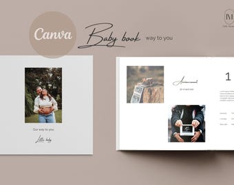Pregnancy Book Template | eBook Template | Canva Template | Modern Baby Book | Printable Baby Book | First Year Baby Book | Square