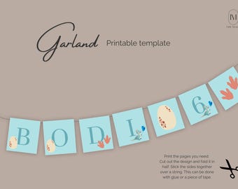 Alphabet banner | Birthday banner | Printable file | Bunting | Personalized banner | Dino theme
