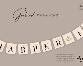 Alphabet Banner | Birthday Banner | Printable File | Bunting | Personalized Banner | Bunny Theme