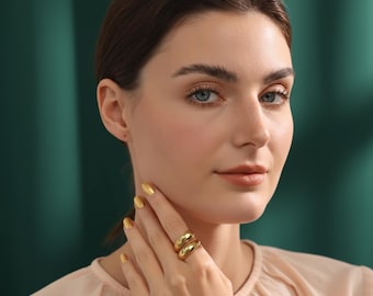 Söt minimalistisk justerbar guldring | 18K PVD-pläterat rostfritt stål | Vattentäta eleganta modesmycken | Vardagspresent till henne