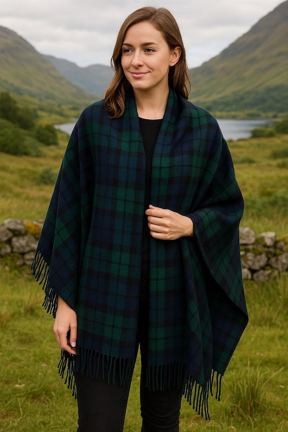 Women Tartan Shawl Classic Scottish Wrap Shawls Ladies Plaid Winter Stole Warm Winter Scarf Fringed Edges Available In 50+ Tartans