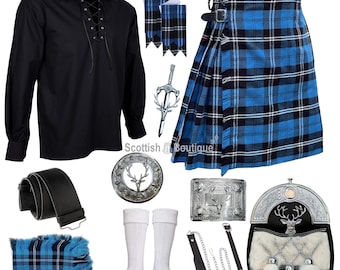 Kilt scozzese cromato da uomo, 10 pezzi, tartan, da sposa, disponibile in oltre 50 tartan