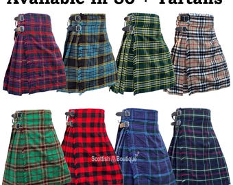 Kilt de tartán de 5 yardas para hombre, estilo tradicional de las Tierras Altas, para bodas formales. Disponible en más de 50 colores de tartán, tallas de 71 a 157 cm.