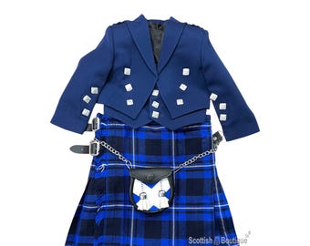 Baby Kilt Navy Blue Jacket Outfit Kids Kilt set Includes Baby Navy Blue Prince Charlie + Baby Kilt + Baby Sporran Available in 50+ Tartans