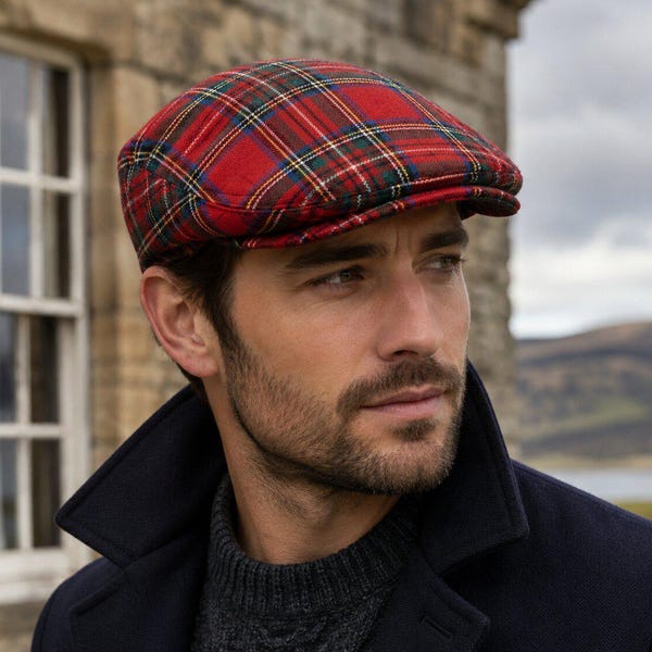 Schotse platte pet voor heren met elastische geruite achterkant Custom-fit Ierse platte pet Tartanhoed verkrijgbaar in 80+ kleuren tartan