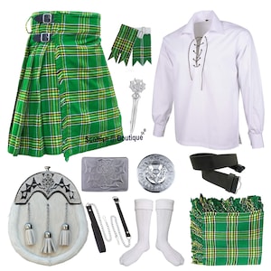 Scottish Men&#39;s 10 Pieces Thistle Tartan Wedding Kilt Outfit Available In 50+ Tartans
