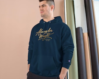 Alexander Wright Script Logo Kapuzenpullover | Champion-Stil Pullover