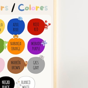 Bilingual Spanish and English Colors Poster, Los Colores Poster, Spanish Classroom, Playroom Educational Decor, Digital Printable Download