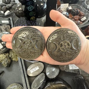 Golden Obsidian Pentacle and Moon Stone