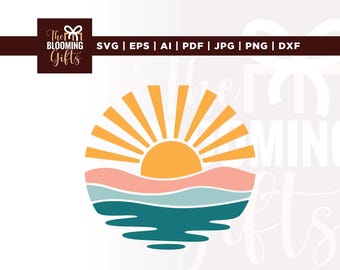 Retro Beach Sunset SVG, Summer Vacation Shirt Design (Digital Download)