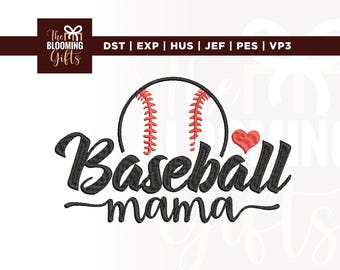 Baseball Mama Embroidery Design, Mother's Day Machine File (pes, dst, exp, hus, jef, vp3)