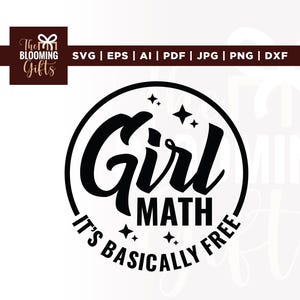 Girl Math SVG、Girl Math png、Girl Math University PNG、昇華転写、シルエット、アイロンプリント、カットファイル、Girl Math svg、Funny Quote png、Png