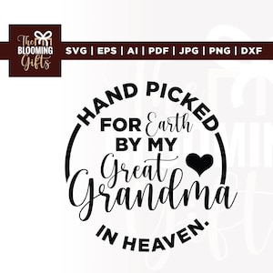 Handpicked for earth by my great grandma in heaven Svg, Handpicked Svg, Cricut, sublimation, Baby Bodysuit, Baby Clothes bodysuit