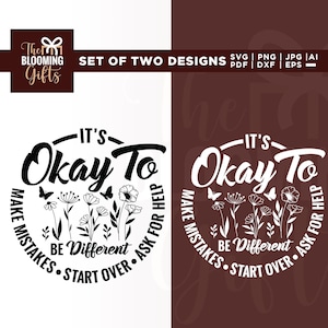 Não há problema em usar svg floral, svg de afirmações, Cricut, sublimação, svg inspirador, svg de gentileza, svg de saúde mental, svg motivacional