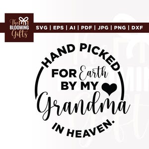 Handpicked for earth by my great grandma Svg, in heaven Svg, Cricut, sublimation, Handpicked Svg, Baby Bodysuit, Baby Clothes bodysuit