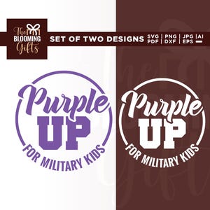 Paars voor militaire kinderen Svg, paars omhoog Svg, Cricut, sublimatie, maand van militaire kinderen Svg, militair kind shirt Svg, militaire kinderen