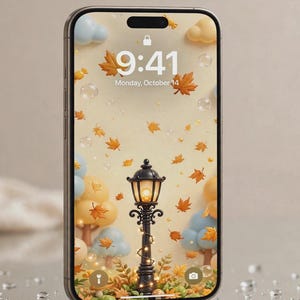 Autumn Phone Wallpaper| Ios Wallpaper| Lamppost Fall phone Wallpaper|Cozy autumn theme| Wallpapers and Widgets bundle | 4K DIGITAL Wallpaper