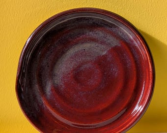 Keramische Löffelablage in Rot und Lila, groß – handgemacht, praktisches Küchenaccessoire – kleines Geschenk für Kochen und Küche - Unikat