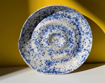 Keramik Löffelablage blau weiss geprenkelt – handgemacht, praktisches Küchenaccessoire - Geschenk für Kochen und Küche - Unikat
