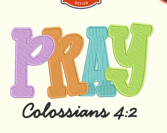 Preppy Pray Stickdatei, Trending Christliches Stickmuster, DST PES Stickdatei für die Stickmaschine