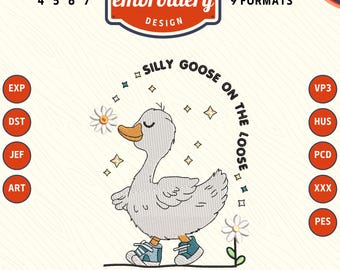 Silly Goose Embroidery Design, DST PES File (Digital Download)