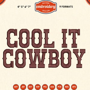 Cool it cowboy embroidery design, My first rodeo embroidery, western embroidery design, 4x4 hoop designs, digital files