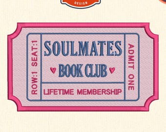 Soulmates Book Club Embroidery Design: Romance Reader File (DST, PES, etc.)