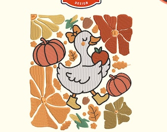 Boho fall goose Machine embroidery files, Fall Embroidery Design, Autumn embroidery, Digital files For 4x4 Hoop, Instant download